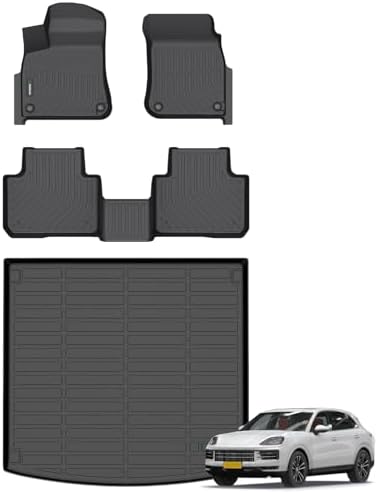 ANBINGO®Fit for Porsche Cayenne Floor Mats 2019-2026, Car Mats for Porsche Cayenne All Weather Mats Cargo Liner TPE Heavy Duty Non-Slip Automotive Fits Full Set Cayenne Accessories, Black