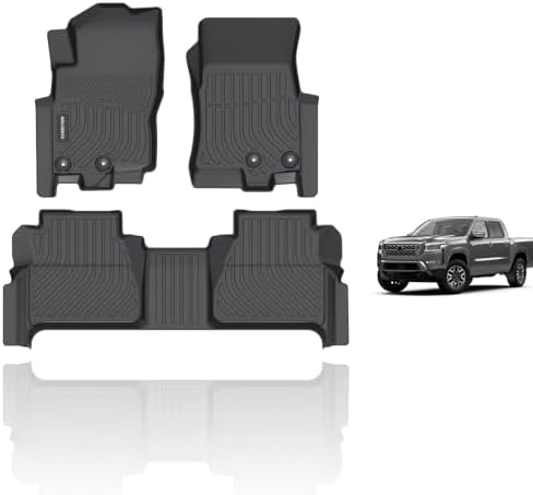KELCSEECS® Floor Mats Custom for Nissan Frontier Crew Cab 2022-2026(Not for 2nd with Under Seat Speaker),All Weather Protection TPE Heavy Duty Non-Slip Liners Full Set Frontier Accessories,Black
