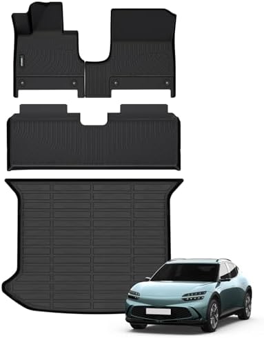 ANBINGO® Floor Mats & Cargo Liner for Genesis GV60 2023-2026,Car Mats for Genesis GV60 All Weather Floor Mats Cargo Liner Protection TPE Waterproof Non-Slip 1st & 2nd Row Set GV60 Accessories