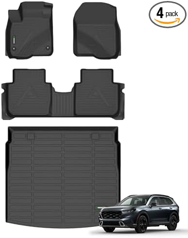 ANBINGO® Floor Mats & Cargo Liner for 2023-2026 Honda CRV (Hybrid) for CR-V Sport/Sport-L/Sport Touring, All Weather Protection TPE Automotive Floor Liners, (Cargo Tray in Highest Position)