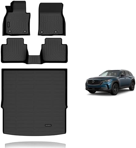 KELCSEECS Floor Mats & Cargo Liner for 2023-2026 Mazda CX-50 (Not for Hybrid), All Weather Protection TPE Floor Liners Front & Rear Row Full Set Accessories Black