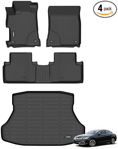 ANBINGO® Floor Mats & Cargo Liner for Acura ILX 2013-2022, All Weather Protection TPE Floor Liners Front& Rear Row Full Set, for Acura ILX Accessories -Black