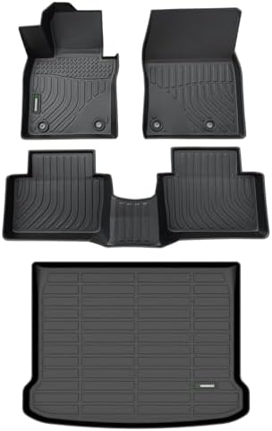 ANBINGO® Floor Mats & Cargo Liner for Mazda 3 Hatchback 2019 2020 2021 2022 2023 2024 2025 2026 (only for Hatchback) TPE All Weather Car Mats 1st & 2nd Row Mazda 3 Accessories-Black