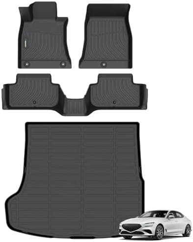 ANBINGO®Custom Genesis G70 RWD Floor Mats 2019-2026,for Genesis G70 Car Weather Mat All Weather Mats for G70 TPE Car Matt Rugs for G70 Rubber Trunk Carpet for G70