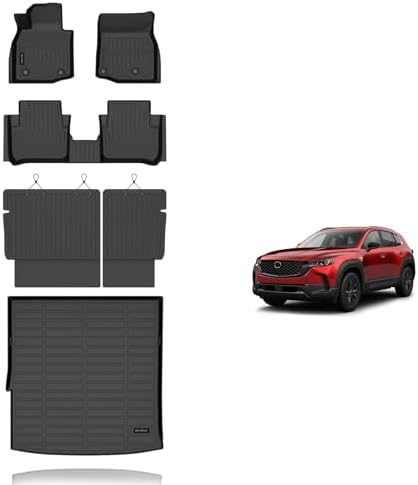 KELCSEECS® Floor Mats & Cargo Liner with Seatback Mats for 2025 2026 Mazda CX-50 Hybrid(Only for Hybrid),All Weather Protection TPE Floor Liners Front& Rear Row Full Set CX50 Hybrid Accessories Black