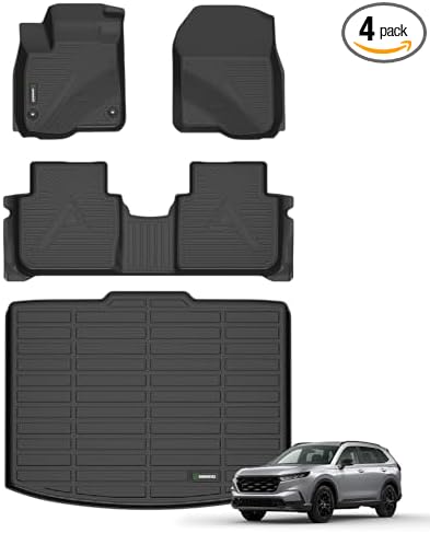 ANBINGO® Floor Mats & Cargo Liner for 2023 2024 2025 2026 CRV (Not Hybrid) for CR-V LX/EX/EX-L, All Weather Protection TPE Automotive Floor Liners (Cargo Tray in Lowest Position)