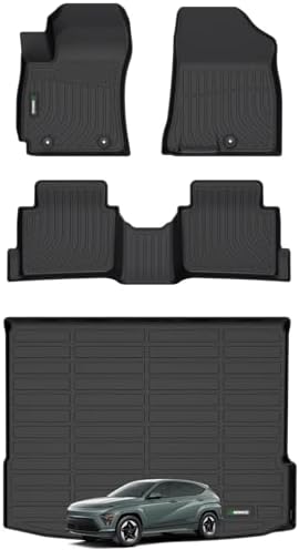 ANBINGO®Fit for Hyundai Kona Floor Mats 2024-2026(NO EV)&Cargo Liners All Weather Mats for Hyundai Kona TPE Car Mat Rugs for Kona Rubber Trunk Carpet for Kona Automotive Accessories
