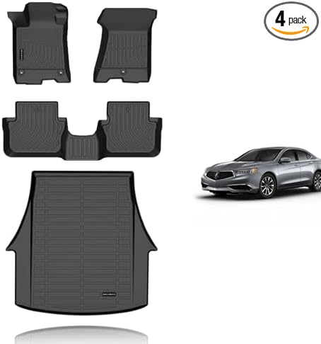 KELCSEECS® Floor Mats & Cargo Liner for 2015-2020 Acura TLX,All Weather Protection TPE Floor Liners Front& Rear Row Full Set TLX Accessories Black