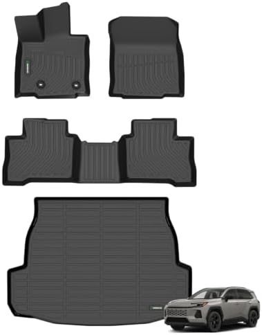 ANBINGO® for 2026 Toyota RAV4 Hybrid (Only Hev, Not for Phev) Floor Mats & Cargo Liner, (Not for Cargo Area with subwoofer), TPE Car Mats All Weather TPE Floor Liners, 2026 RAV4 Hev Mats Full Set