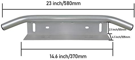 SKYWORLD 22.8 inch Bull Bar Aluminum Alloy Front Bumper License Plate Mount Bracket Holder for Daytime Running Light Offroad LED Light Bar,Silver