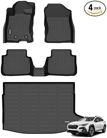 ANBINGO® Floor Mats & Cargo Liner for 2026 Subaru Crosstrek Hybrid (Not for Gas) / All Weather TPE Floor Liners / 1st & 2nd Rows Custom Mats Full Set/Crosstrek Hybrid Accessories - Black