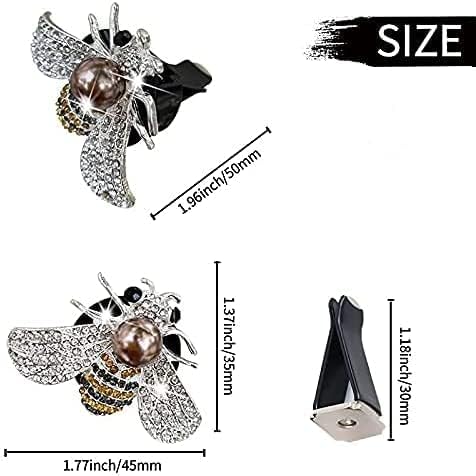 Bling Bee Air Vent Clips, 4 Pcs Crystal Bee Car Air Fresheners Car Diffuser Vent Clip Rhinestone Car Decoration for Women Interior Decor Bling Car Accessories + Sunflower Mask Hook