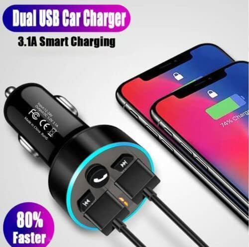 FM Transmitter, Bluetooth 5.0 Car Radio Audio Adapter MP3 Player With Dual USB Charger for Phone and Tablets