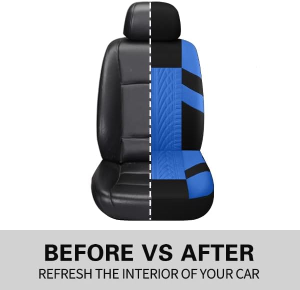 Pariitadin Car Seat Covers Front Pair, Washable and Breathable Seat Covers for Cars, Universal Fit Car Interior Covers for Most Sedan, Truck, SUV, Black/Blue