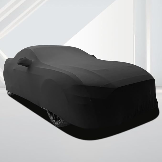 WinPower Indoor Car Cover Stretch Dustproof Protection Full Car Cover for Underground Garage, Car Show, Black