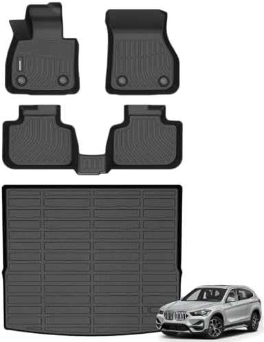 ANBINGO® Floor Mats & Cargo Liner for BMW X1 2016-2022 Car Mats Cargo Mat Custom Fit X1 All Weather Floor Liner Non-Slip Waterproof Durable TPE Rubber Accessories Full Set