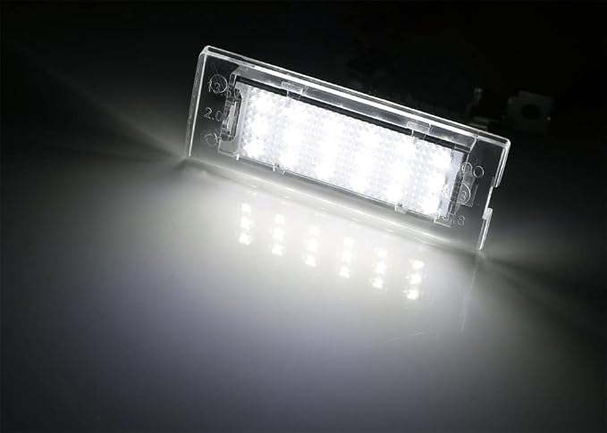 iJDMTOY CAN-bus Error Free Full LED License Plate Lights Compatible With BMW 2001-2006 E53 X5, 2004-2009 E83 X3, Powered By 18-SMD Xenon White LED Diodes