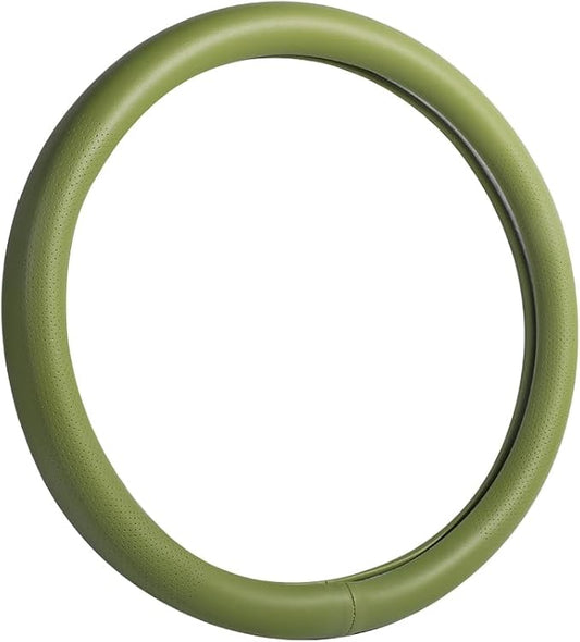 Car Steering Wheel Cover,Universal 15 Inch Premium Leather Car Steering Wheel Cover,Best Grip,Perforated Design,Breathable,Non-Slip,Sweat-Absorbent,Warm in Winter and Cool in Summer (Green)