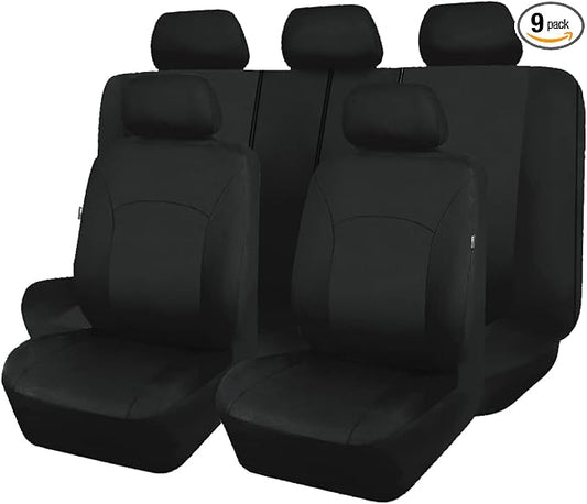 Flying Banner Car Seat Covers Front Seats Rear Bench Polyester car seat Protectors Easy installations Rear Bench Split Classic Man Lady Truck Soid Black