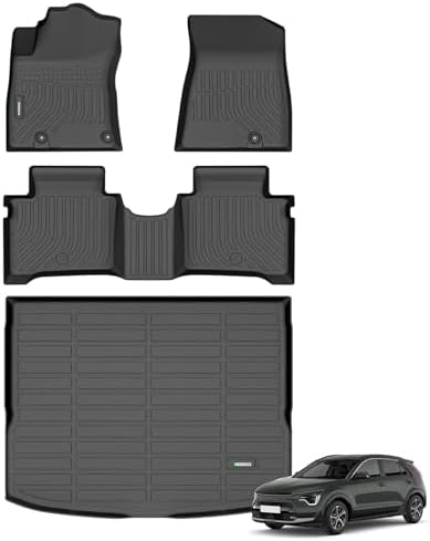ANBINGO®Floor Mats Fit for Kia NIRO & NIRO Hybrid 2023-2026 (Not EV&PHEV)&Cargo Liner All Weather Car Mat Rug for Kia NIRO 2024 TPE Rug Trunk Mat for NIRO Hybrid Rubber Trunk Liner Carpet for NIRO