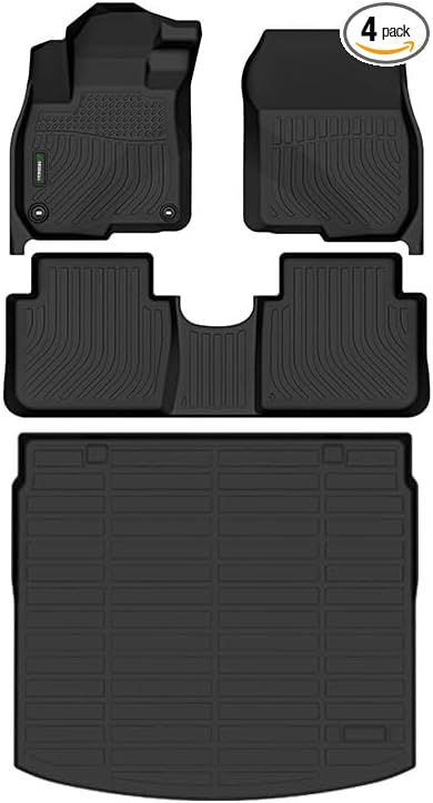 ANBINGO® Floor Mats & Cargo Liner for 2017 2018 2019 2020 2021 2022 CR-V, Waterproof CRV Car Mats All Weather Guard TPE Floor Liners Front & Rear Row & Trunk Mats (Cargo Tray in Highest Position)