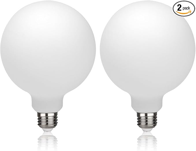2 Pack G40 Globe LED Light Bulbs, 5.5W Dimmable 50 Watt Equivalent LED Edison Bulbs, Neutral White 4000K, 600LM, E26 Base, Milky Filament Bulbs for Bathroom Bedroom Living Room