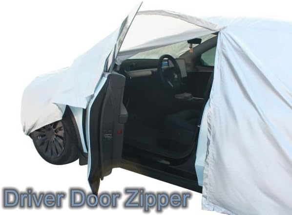Car Cover Fit for 170-190 inches Length Sedan Waterproof All Weather Outdoor Full Cover Rain Sun UV Protection Driver Side Door Zipper Dirtproof, Scratch Resistant, Breathable, Dustproof