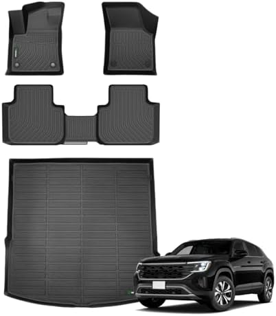 ANBINGO® Floor Mats & Cargo Liner for VW Atlas Cross Sport 2020 2021 2022 2023 2024 2025 2026 (5 Passenger), SE/SEL/SEL R-Line/SEL Premium R-Line, Waterproof Car Floor Liners Full Set