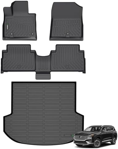 ANBINGO®Fit for Hyundai Santa Fe Hybrid Floor Mats 2021-2023/for Hyundai Santa Fe Plug-in Hybrid Car Mats 2022-2023 All Weather Mats for Santa Fe Hybrid TPE Car Rugs for Santa Fe PHEV Rubber Carpet