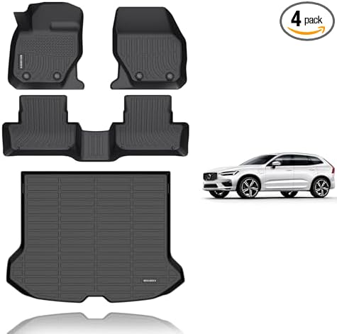 KELCSEECS® Floor Mats & Cargo Liner Custom for 2010-2017 Volvo XC60 All Weather Protection TPE Floor Liners Front& Rear Row Full Set Volvo XC60 Accessories Black