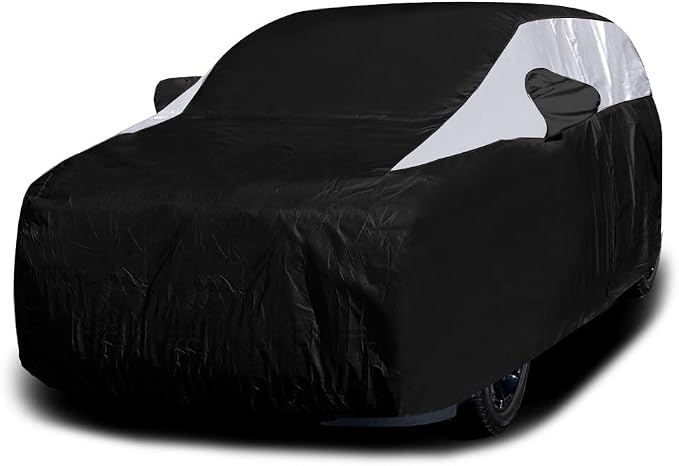 Titan Jet Black Poly 210T Car Cover for Large SUV 207-212" Waterproof, UV Protection, Scratch Resistant, Driver-Side Zippered Opening. Fits Escalade, Sequoia, Yukon and More.