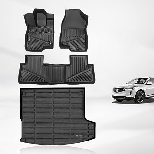 KELCSEECS® Floor Mats & Cargo Liner Custom for Acura RDX 2026 2025 2024 2023 2022 2021 2020 2019,All Weather Protection TPE Floor Liners Front& Rear Row Full Set Acura RDX Accessories Black