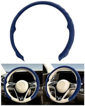 Mandark Car Steering Wheel Cover, Suede Sport Vehicle Steer Wheel Protector Fitting 15 Inch, Non-Slip Comfortable Automotive Interior Decoration Accessories, Universal for Most Cars (Dark Blue)