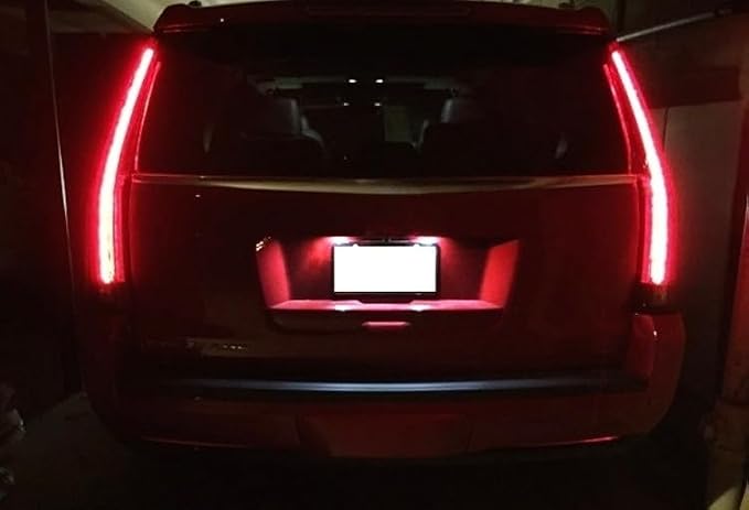 iJDMTOY OEM-Fit 3W Full LED License Plate Light Kit Compatible With 2015-20 Cadillac Escalade ATS, GMC Yukon, Chevy Tahoe Suburban Equinox, 16-up Malibu, 18-SMD Xenon White LED & Can-bus Error Free