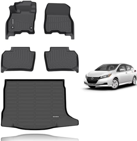 KELCSEECS® Floor Mats & Cargo Liner Custom for 2018-2025 Nissan Leaf All Weather Protection TPE Floor Liners Front& Rear Row Full Set Nissan Leaf Accessories Black