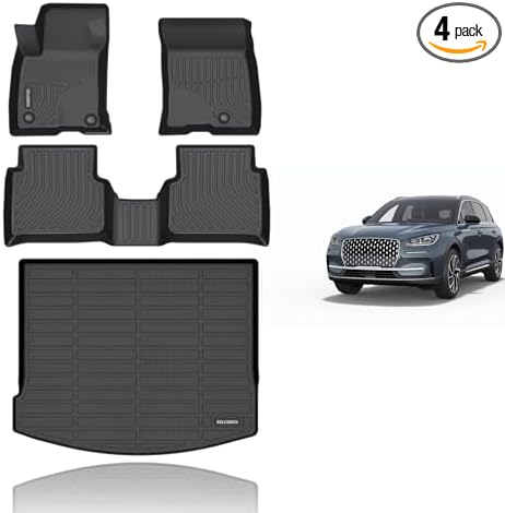 KELCSEECS® Floor Mats & Cargo Liner Custom for Lincoln Corsair 2020-2026(Not for Hybrid),All Weather Protection TPE Floor Liners Front& Rear Row Full Set Lincoln Corsair Accessories Black