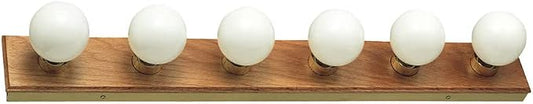 Design House Bathroom Vanity Light Fixtures Over Mirror, 6-Light Vanity Lights for Bathroom, Dimmable Wall Mount Lighting, Horizontal or Vertical Installation, Honey Oak, 36-Inch, 500223