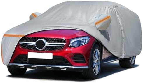 Car Cover for 2016-2026 Mercedes Benz GLC 300 350e, Waterproof Custom-fit All Weather Sun Rain UV Dust Snow Protection Outdoor Car Cover with Door Zipper and Cotton Lining-Gray