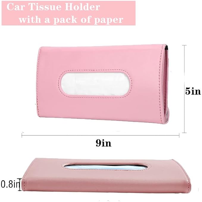 YVPSI Car Tissue Holder Sun Visor Napkin Holder with Tissue Car Mask Holder | PU Leather Tissue Box Tissue Box Holder Hanging Tissue Holder Mask Dispenser for car