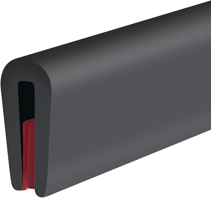 Rubber Edge Trim, Self-Adhesive Rubber Edge Trim, Edge Protector for Sheet Metal, EPDM Material, Fit 1/16"(1.0mm), Length 10Ft, Black Color, U Channel Edge Trim