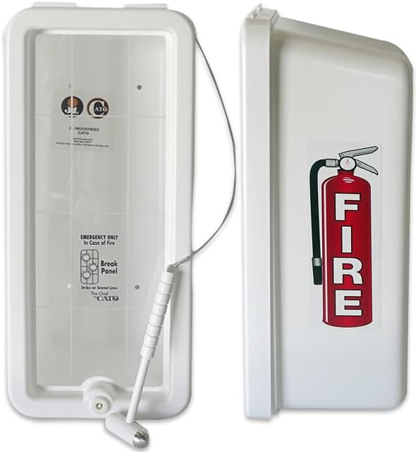 Cato 10501-H White Plastic Chief Fire Extinguisher Cabinet for 2-1/2 or 5 lb. Extinguisher, with Hammer and Cylinder Lock