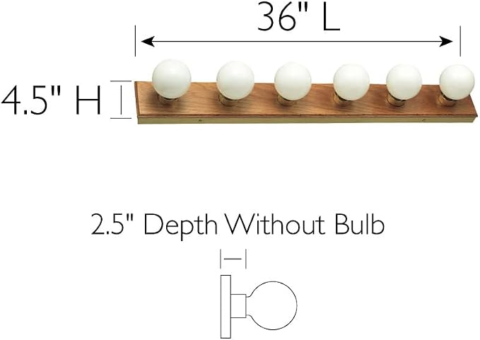 Design House Bathroom Vanity Light Fixtures Over Mirror, 6-Light Vanity Lights for Bathroom, Dimmable Wall Mount Lighting, Horizontal or Vertical Installation, Honey Oak, 36-Inch, 500223