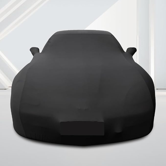 WinPower Indoor Sports Car Cover 163-181 inches Stretch Dustproof Protection Full Car Cover for Underground Garage, Car Show, Black