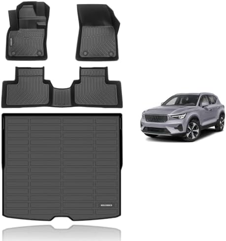 KELCSEECS® Floor Mats & Cargo Liner Custom for 2019-2025 2026 Volvo XC40(Not Fit Recharge),All Weather Protection TPE Floor Liners Front & Rear Row Full Set Accessories Black