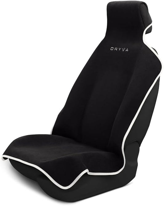 DryvaSeat - Premium Microfiber Towel Car Seat Cover - Waterproof & Sweatproof - Universal Fit, Machine Washable, Non-Slip - Seat Protector for Car, Truck, SUV, Van (Black, 1 Pack)