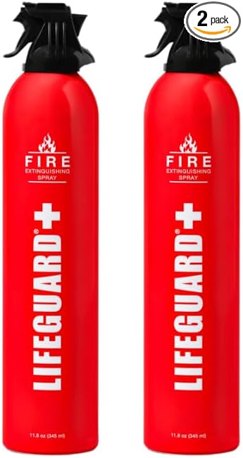 LIFEGUARD Aerosol Fire Extinguisher Spray - Non-Toxic, Eco-Friendly Fire Suppressant for Home, Kitchen, Car & Office, Compact, Easy-to-Use Design with 10-Year Shelf Life (Pack of 2)