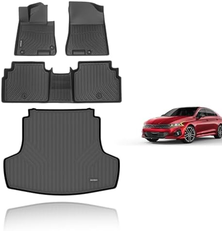 KELCSEECS Floor Mats & Cargo Liner Custom for Kia K5 2021-2026(FWD Only) & Hyundai Sonata 2020-2026(FWD Only) All Weather Protection TPE Floor Liners Front& Rear Row Full Set Accessories Black