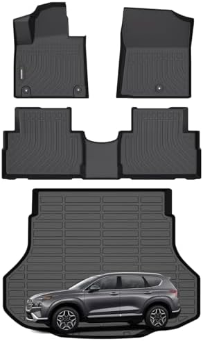 ANBINGO®Floor Mats & Cargo Liner Fit for 2021-2023 Santa FE(Only Gas), All Weather Floor Mats Fit for Santa FE Full Set Floor Liners for Santa FE