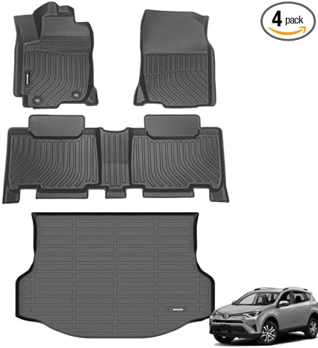 ANBINGO® Floor Mats & Cargo Liner for Toyota RAV4 2013-2018 (Not for Hybrid or Prime) Custom Fit LE/SE/XLE/Limited/Platinum/Adventure, AWD&FWD Full Set Accessories - Black