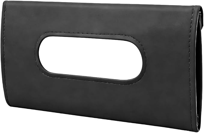 Car Visor Tissue Holder, Vehicle Sun Visor Backseat Napkin Case Mount with Tissues Refill, Automotive Interior Disposable Masks Holder, Universal for SUV Automobile Truck (Black)
